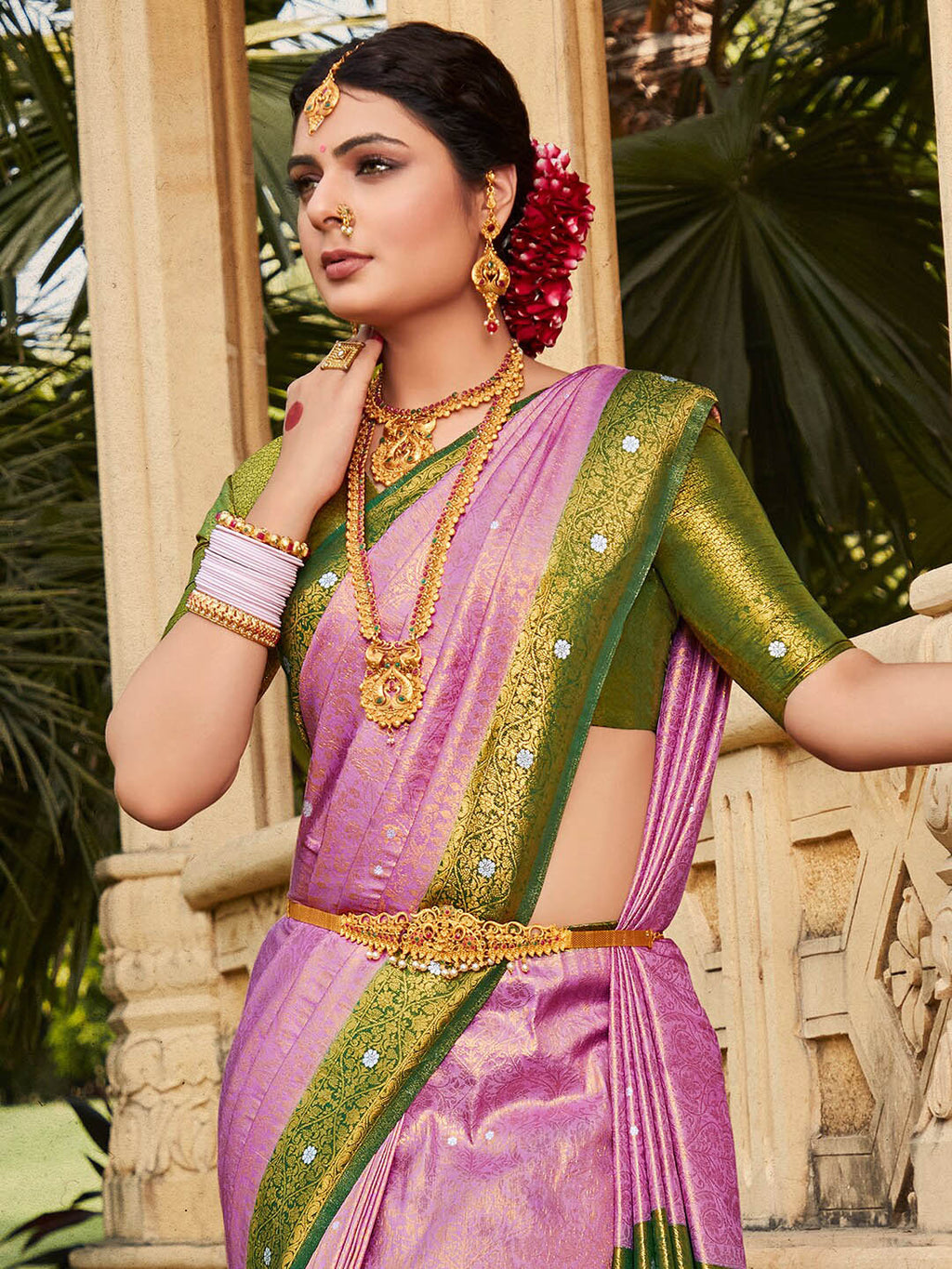 Saree Mall Ethnic Motifs Woven Design Zari Silk Blend Kanjeevaram Sarees | Grocsy