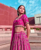 Jyoti Fashion Glamorous Rani Pink Chapat Zari and Dori Embroidered Malai Satin Silk Lehenga Choli with Dupatta | Grocsy
