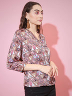 Myshka Women's Multi Printed V-Neck Top | Grocsy