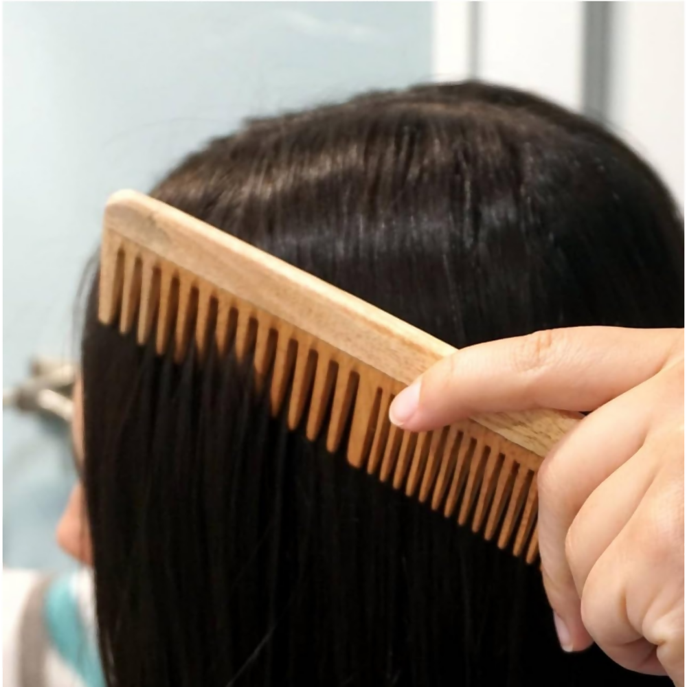Botanical Luxuriate 100% Pure Neem Wood Comb Dual Tooth With Soft Edges | Grocsy