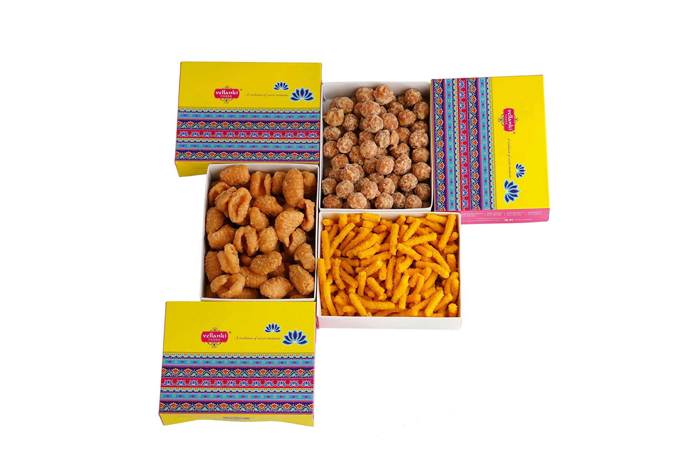Vellanki Foods Andhra Sweets Combo (250 gm Each) - Venna Vundalu, Gavvalu, Bellam Kommulu | Grocsy