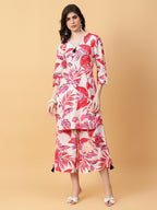 Joban Fashion Red Cotton Printed & Hand Work Co-ord Set | Grocsy