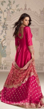 Anaita Red Vichitra Silk Anarkali Suit with Embroidery Sequins Work | Grocsy