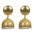 Joban Fashion Women Matte Gold Brass Jhumka | Grocsy