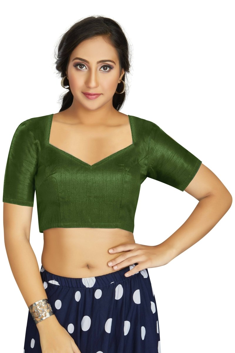 Aastha Fashion Women's Mehendi Art Silk Designer Traditional Readymade Blouse | Grocsy