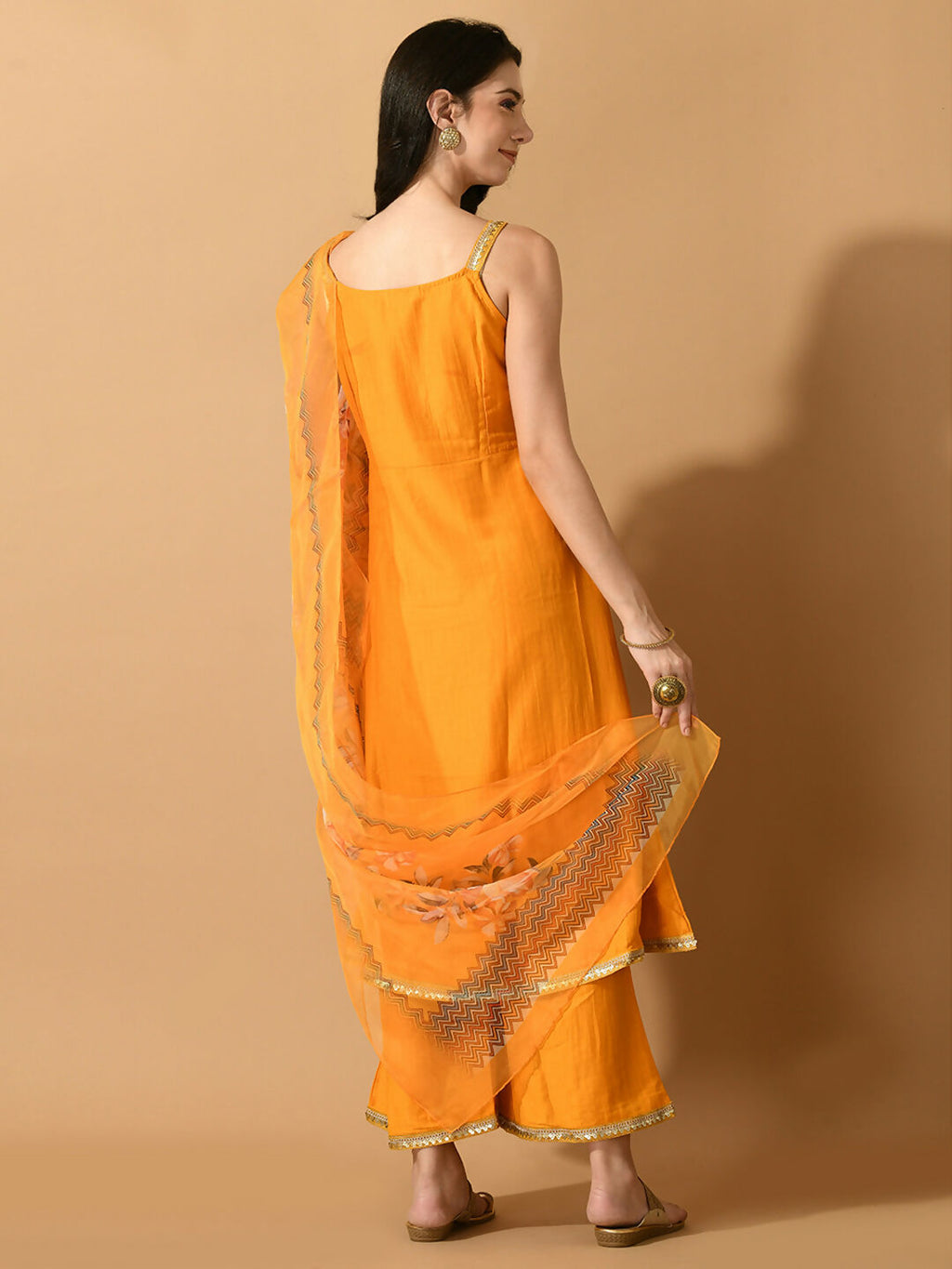 Myshka Women's Yellow Solid Party Kurta Sets | Grocsy