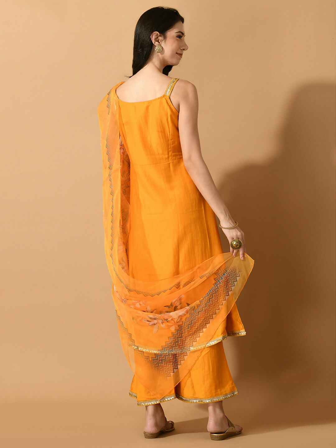 Myshka Women's Yellow Solid Party Kurta Sets | Grocsy