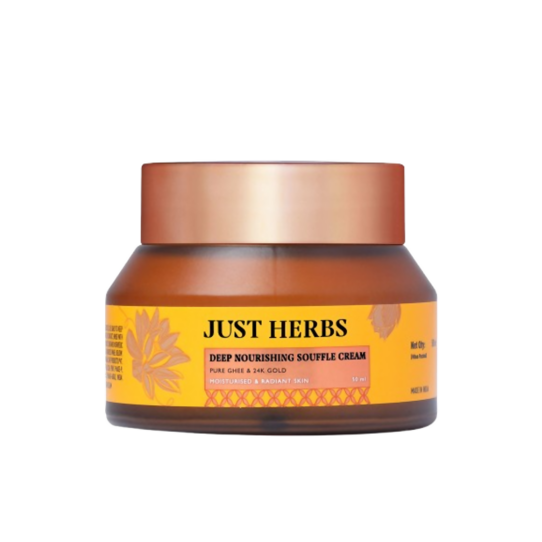 Just Herbs Pure Ghee & 24K Gold Deep Nourishing Souffle Cream | Grocsy