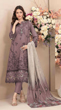 Anaita Mauve Cambric Cotton Stitched Suit with Embroidery & Sequence Work | Grocsy
