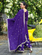Teeya Creation Purple Color Chinon Silk Wedding Wear Trending Palazzo Set | Grocsy
