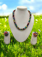 Inhanns Noor-E-Jalwa – Handmade Crystal Bead Necklace / Necklace With Earrings -Adjustable - Multi Colour | Grocsy