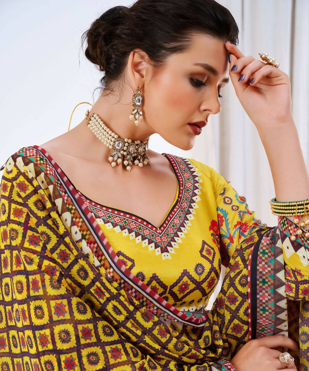 Wedding Designer Yellow Chinon Lehengha Choli - Anbazaar | Grocsy