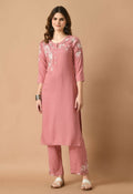 Joban Fashion Rose Gold Cotton Rayon Kurta Set | Grocsy