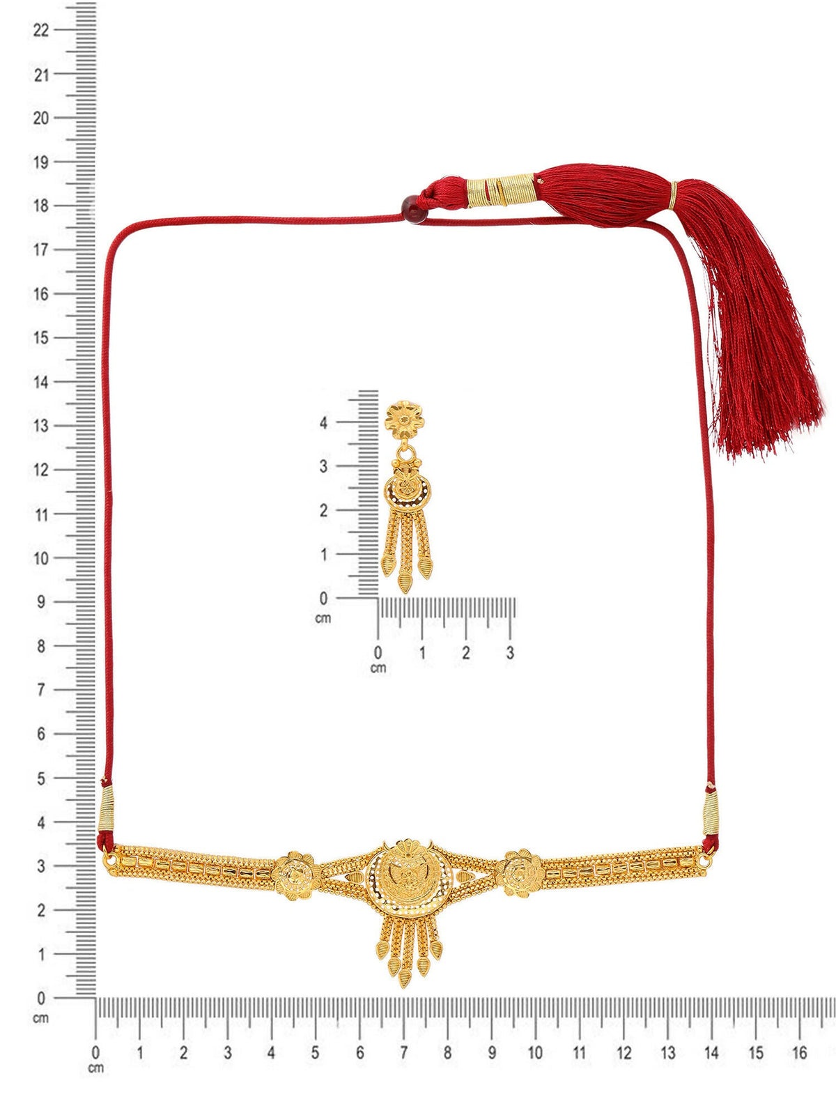 Ruby Raang Golden Choker with Earrings | Grocsy