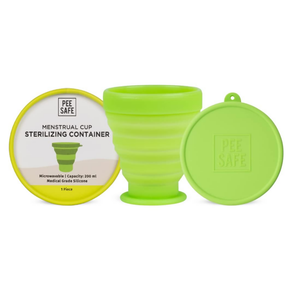 Pee Safe Menstrual Cup Medium Size + Sterilizing Container + Menstrual Cup Wash | Grocsy