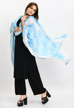Mominos Fashion Moeza Women's Handloom Cotton Ikkat Sky Blue Dupatta | Grocsy