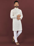 Anaita Beige Embroidered Silk Straight Kurta | Grocsy