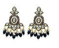 Gold-Toned Black Kundan Contemporary Drop Earrings for Women & Girls By House of Ree - House of Ree