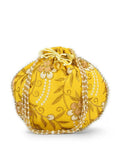 Joban Fashion Embroidered Potli Clutch - Yellow | Grocsy