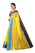 Vamika Yellow & Black Linen Jari Border Saree (GUNJAN YELLOW) | Grocsy