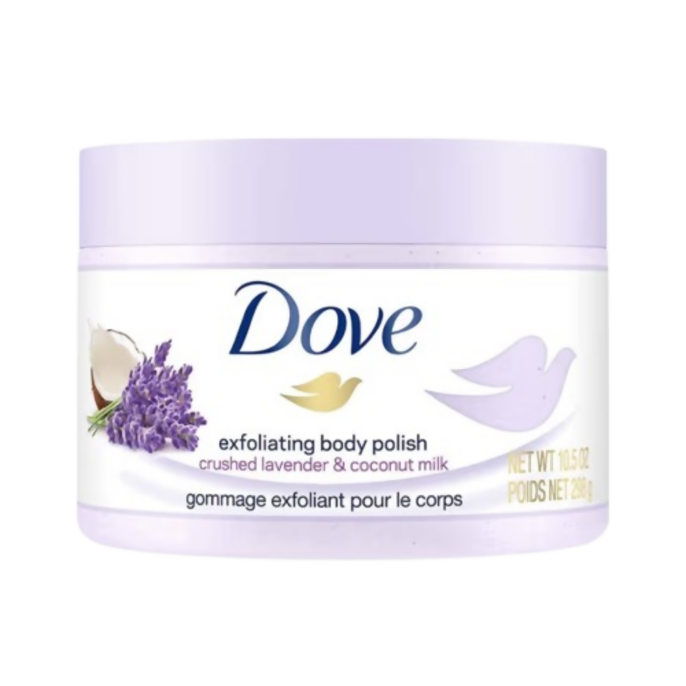Dove Exfoliating Body Polish Scrub With Crushed Lavender And Coconut Milk | Grocsy