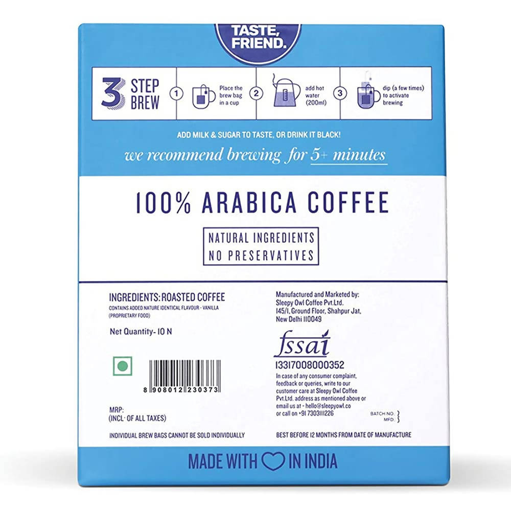 Sleepy Owl French Vanilla Hot Brew Coffee Bags | Grocsy