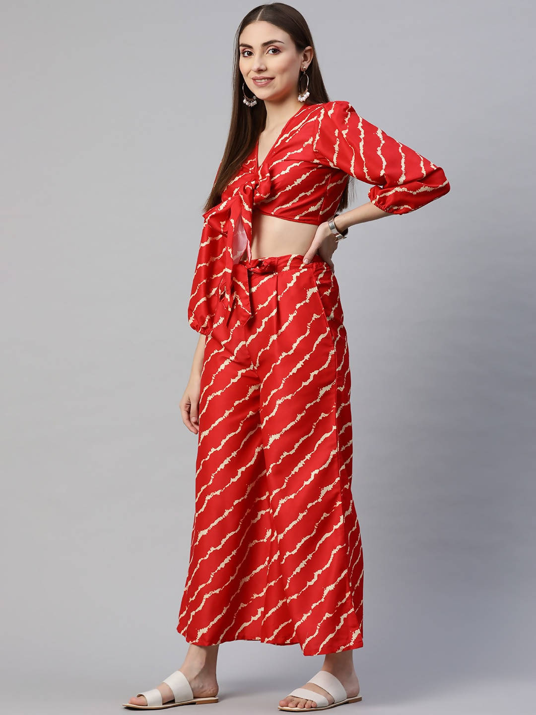 Myshka Women Red Printed Full Sleeve V Neck Dress | Grocsy
