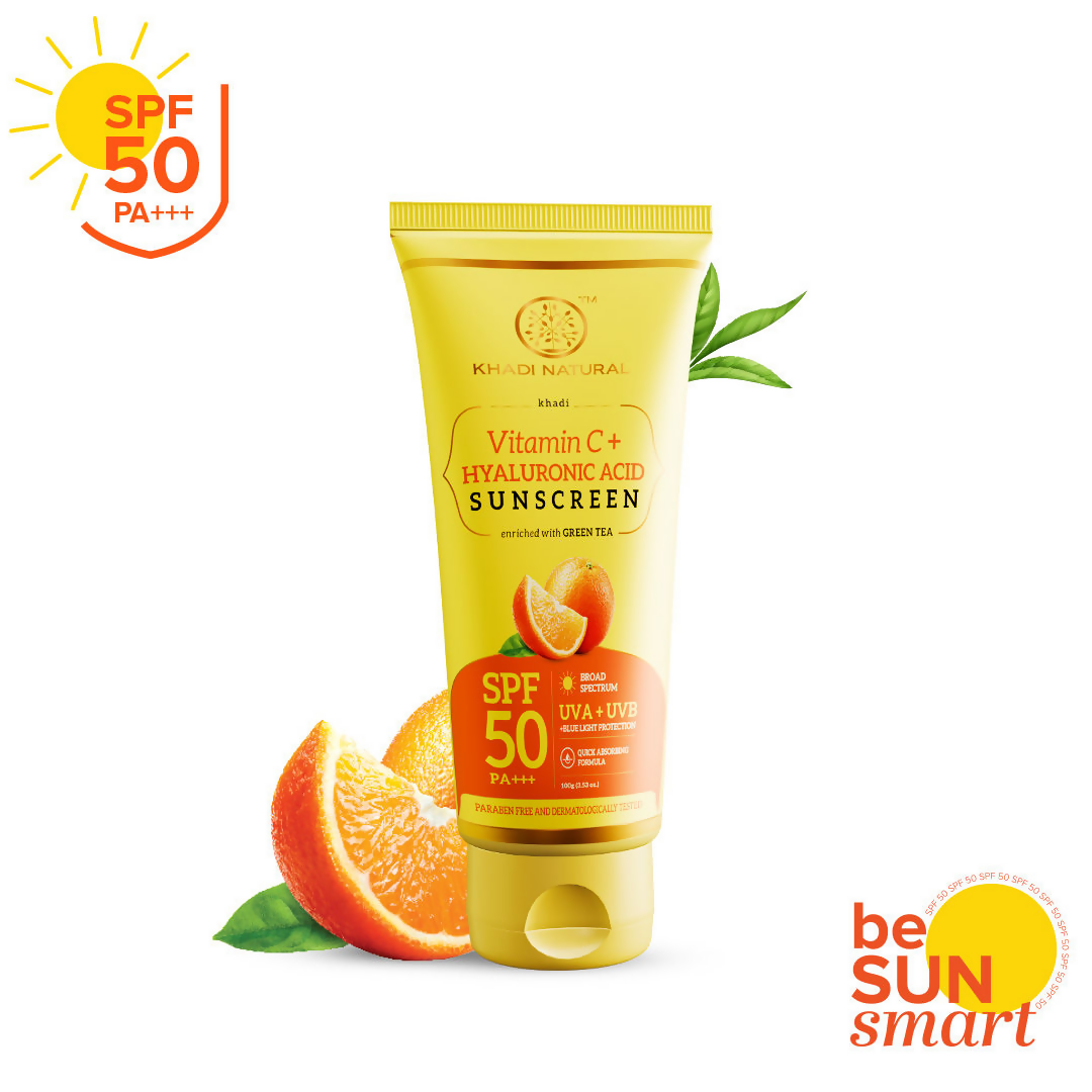 Khadi Natural Vitamin C + Hyaluronic Acid Sunscreen SPF 50 PA+++ | Grocsy