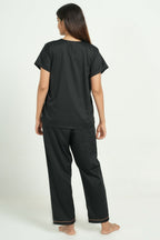 Breathables Women Cotton Night Suit Shirt And Pants Co-Ord Set I Night Wear | Co-Ord Set | Lounge Wear Set I Solid Colour | Grocsy