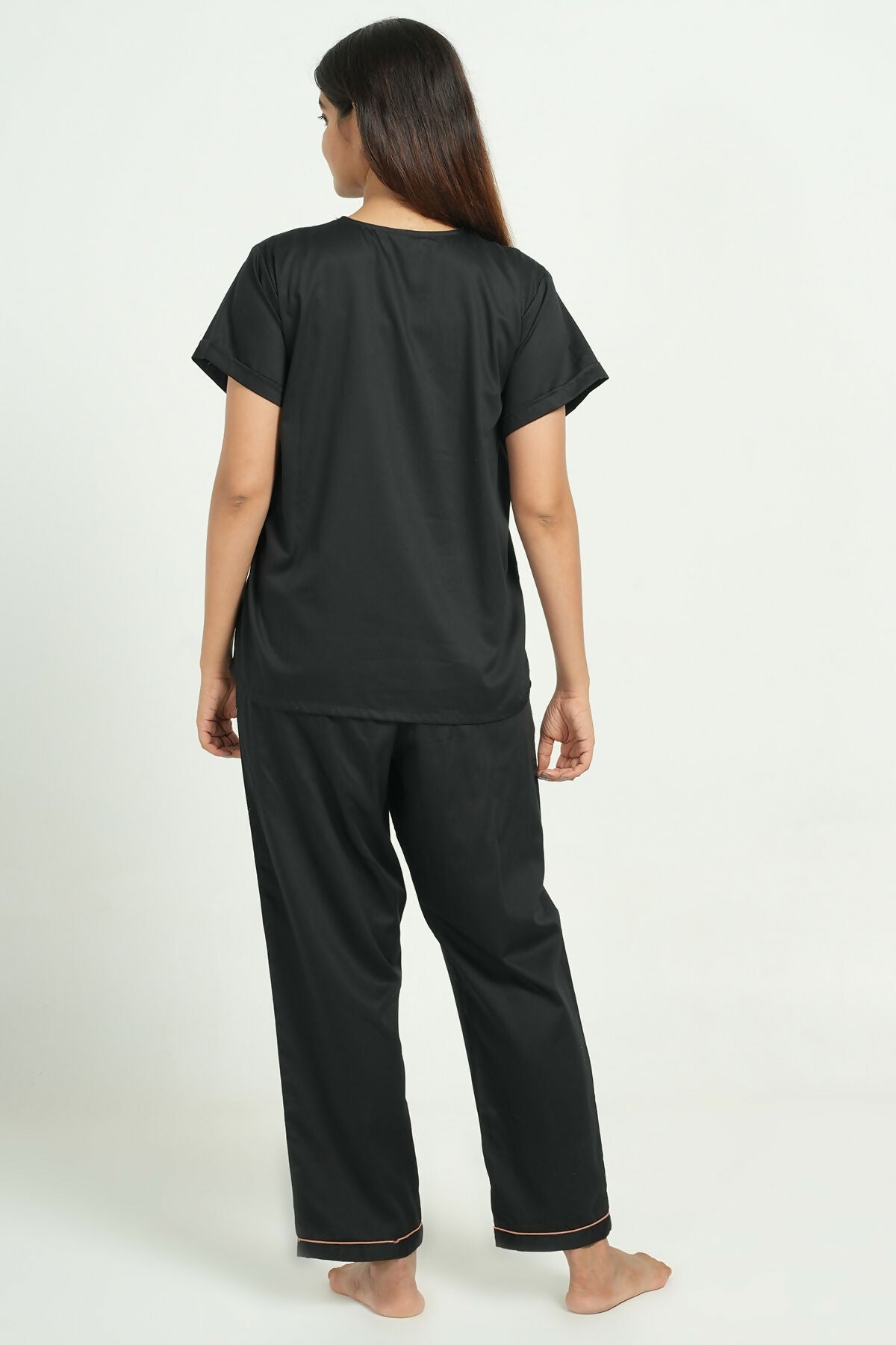 Breathables Women Cotton Night Suit Shirt And Pants Co-Ord Set I Night Wear | Co-Ord Set | Lounge Wear Set I Solid Colour | Grocsy