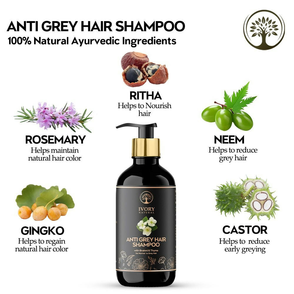 Ivory Natural Grey Hair Shampoo For Nature-Inspired Grey Coverage And Revitalization | Grocsy