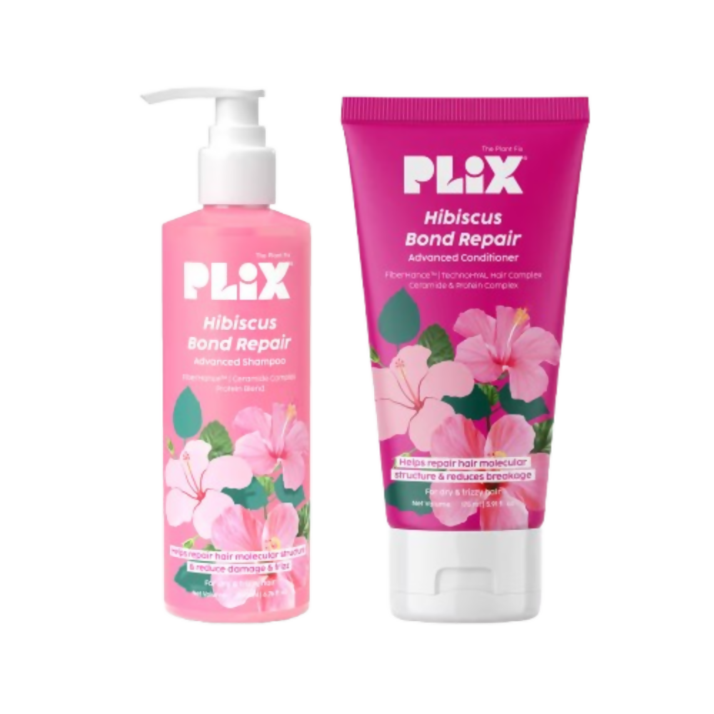 PLIX The Plant Fix Hibiscus Bond Repair Advanced Shampoo + Conditioner | Grocsy