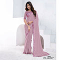 Mauve Pure Crepe Silk Sequence With Hand Work Saree With Unstitched Blouse - Norita Swaraa | Grocsy
