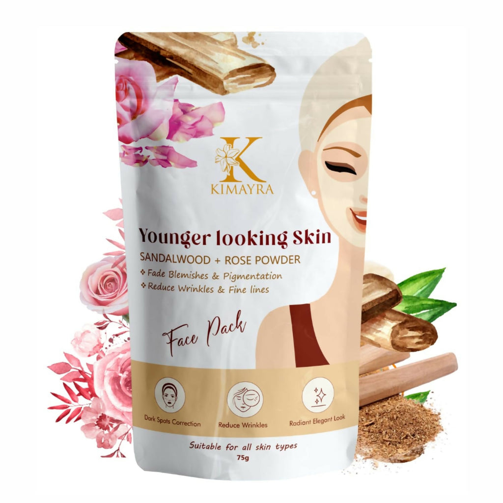 Kimayra Organic Sandalwood + Rose Face Pack Powder To Remove Dark Circles | Grocsy