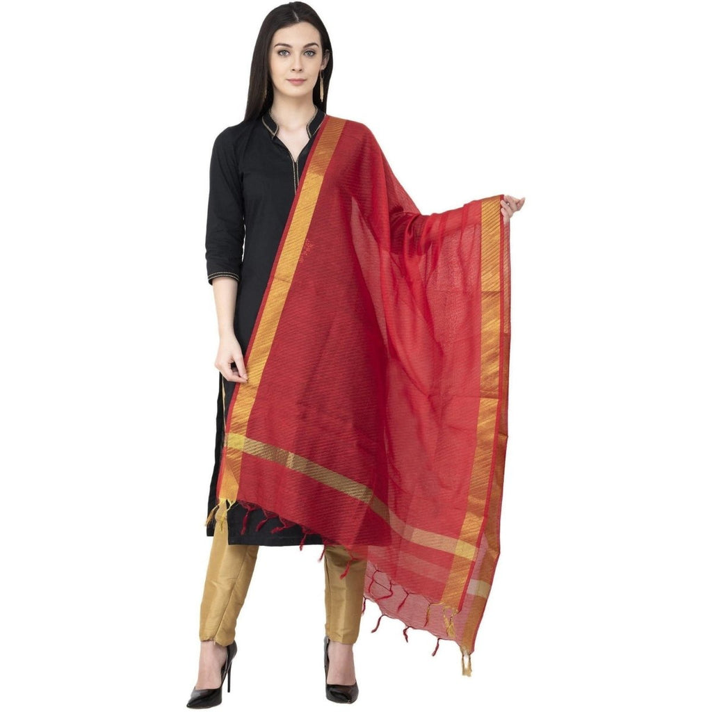 A R Silk Chanderi Crush Crush Design Red Color Dupatta or Chunni | Grocsy