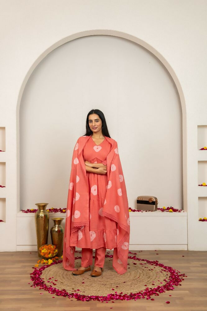 Joban Fashion Pink Tie & Dye Cotton Suit Set | Grocsy