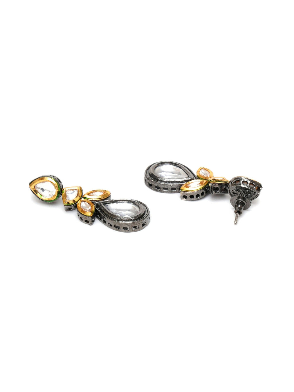 Dual Tone Kundan Maang Tikka with Earrings Jewellery Set (silver) - Ruby Raang | Grocsy