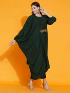 Women Republic Green Fusion Style Kurta With Hand Embellishment And Pants | Grocsy