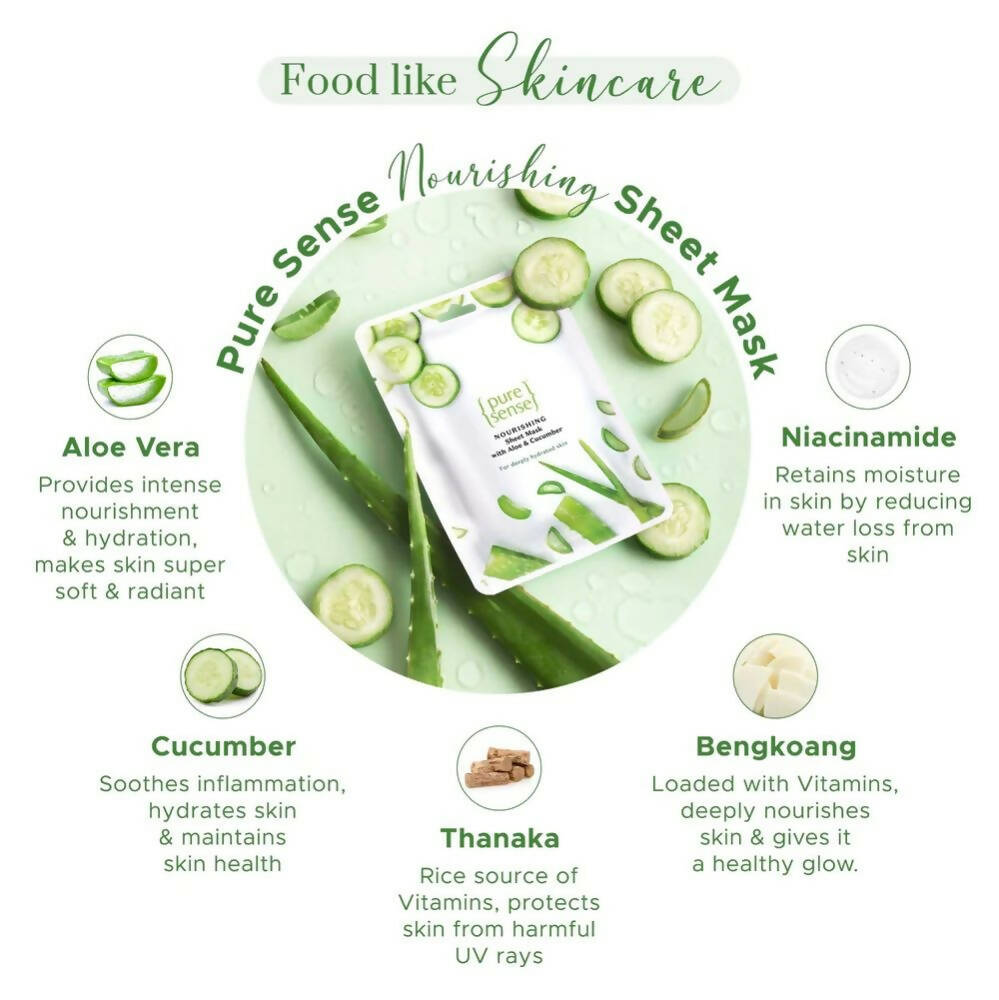 PureSense Nourishing Sheet Mask with Aloe Vera & Cucumber | Grocsy