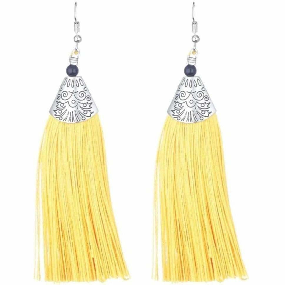 MS Fashion India Yellow Fringe Earrings | Grocsy