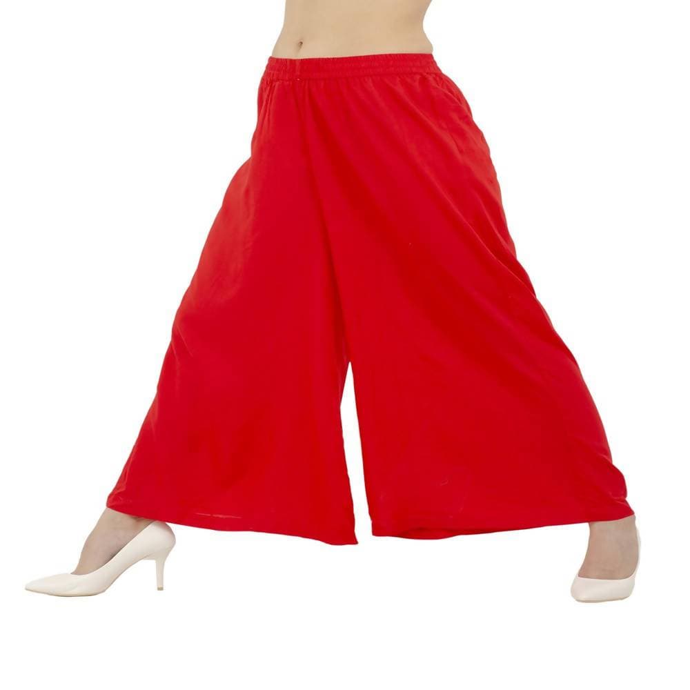 Lagi Women's Red Solid Palazzo (PLZ03B) | Grocsy