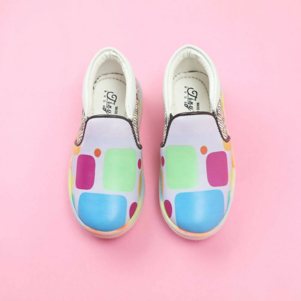 Tiny Bugs Unisex Colorblock Slip Ons Sneakers - Whithe | Grocsy