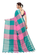 Vamika Rama Cotton Silk Weaving Saree (Gamma Checks Rama) | Grocsy