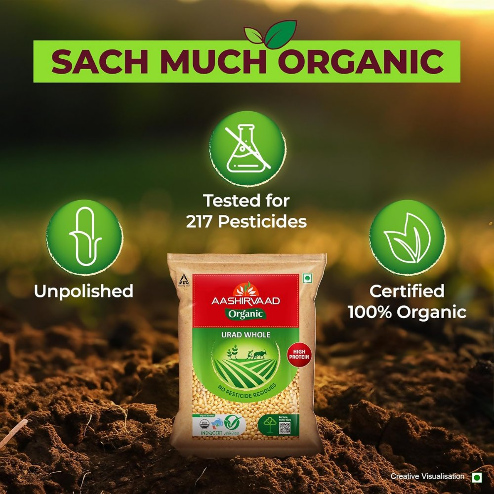Aashirvaad Organic Urad Dal (Whole) | Grocsy