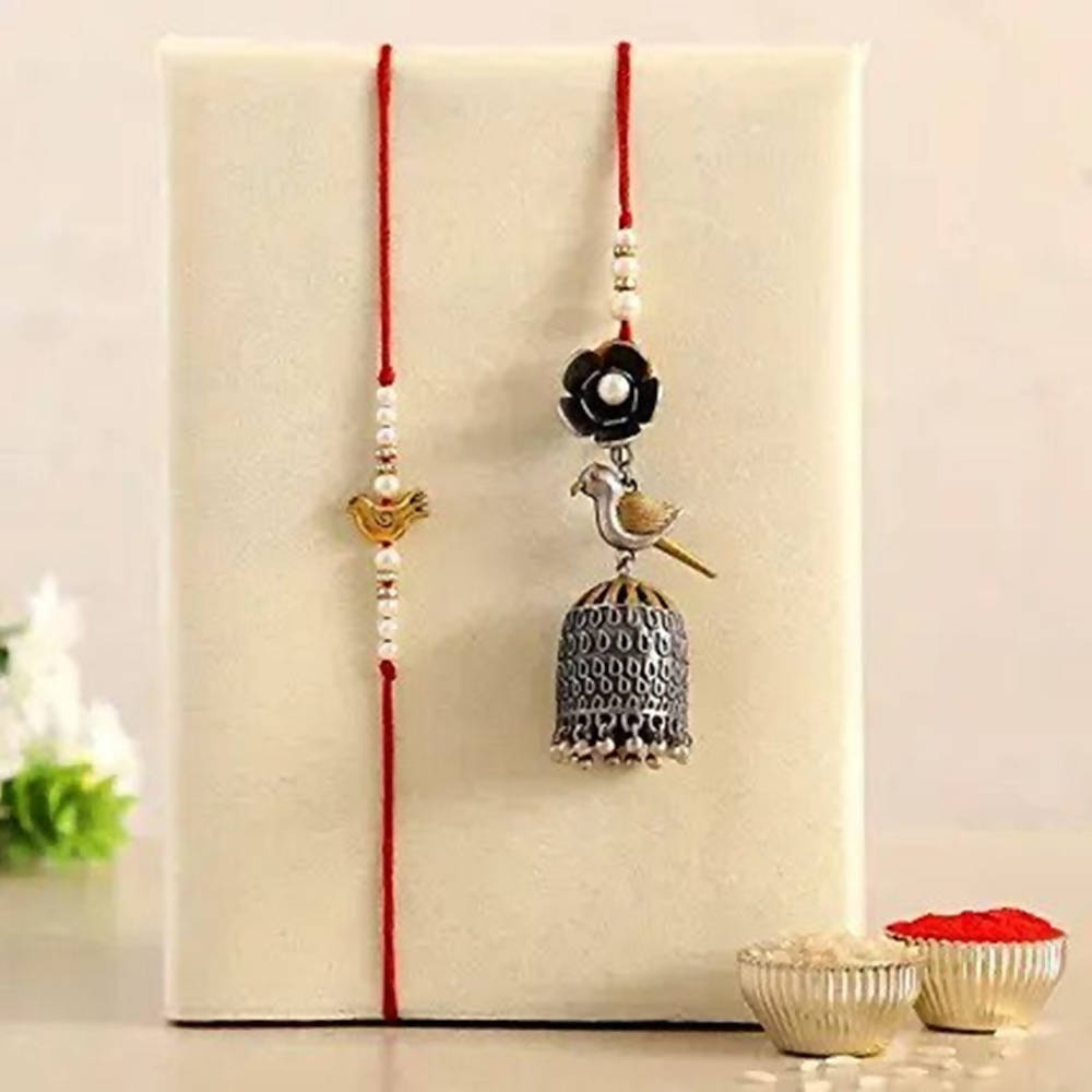 Love Birds Set Of Pretty Lumba Rakhi | Grocsy