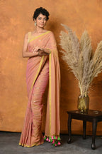 Very Much Indian Designer Mul Cotton Handloom Saree with Sequins - Peach | Grocsy