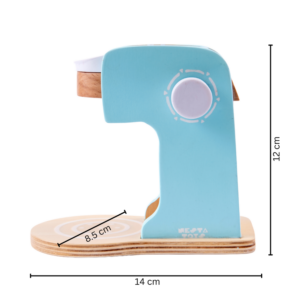 Nesta Toys Wooden Coffee Maker Toy (Blue), Kitchen Cooking Toy, Pretend Play (3+ Years) - 9 Pcs | Grocsy