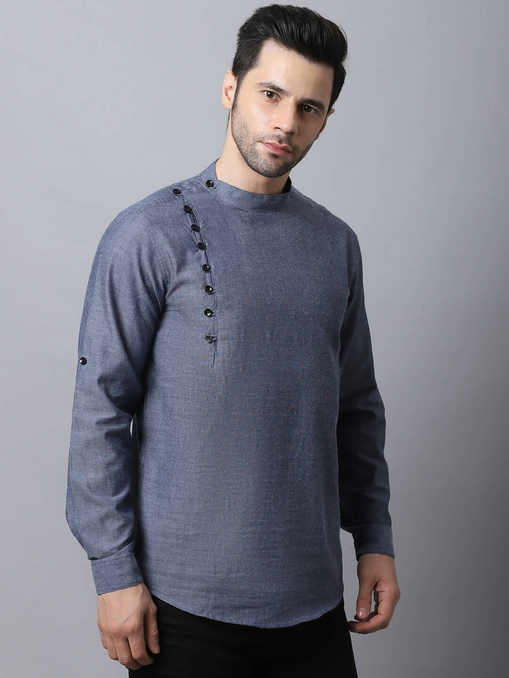 Even Apparels Grey Pure Cotton Men's Kurta With Side Placket | Grocsy