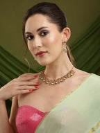 Natural Stones Antique Finish Earrings and Choker Necklace set - Ruby Raang | Grocsy