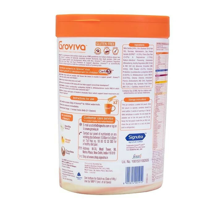 Groviva Customized Health & Nutrition Drink Powder For Kids - Strawberry Flavour | Grocsy